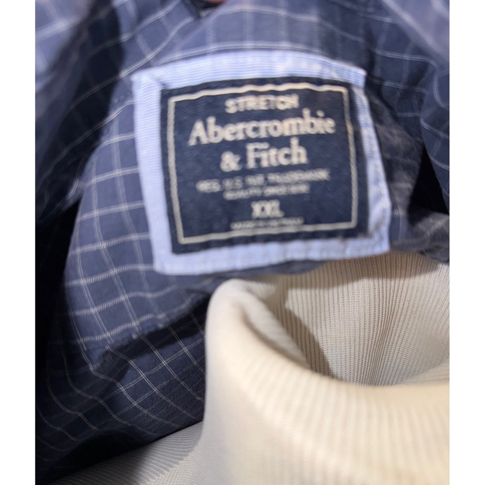 Abercrombie & Fitch Mens XXL Super Slim Stretch Shirt Blue Grid Fits like XL - Picture 4 of 9
